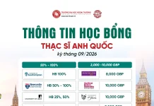 DU HỌC ANH: CẬP NHẬT DANH SÁCH HỌC BỔNG DU HỌC THẠC SĨ ANH KỲ THÁNG 9/2026